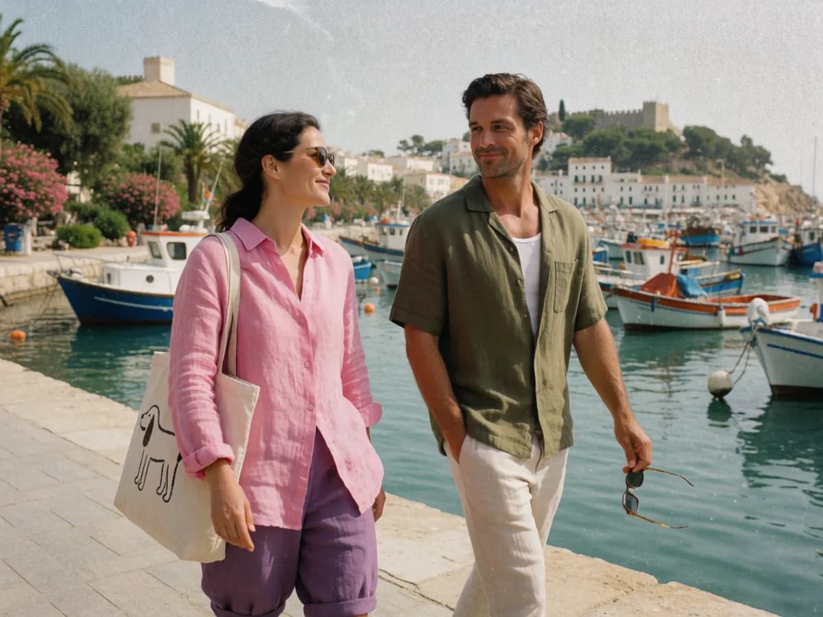 A relaxed couple on the marina promenade at Dénia